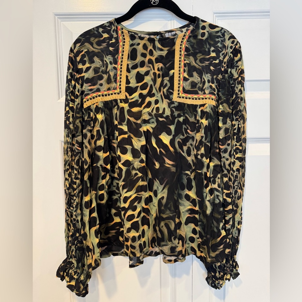 Anthropologie Multicolored Leopard Top